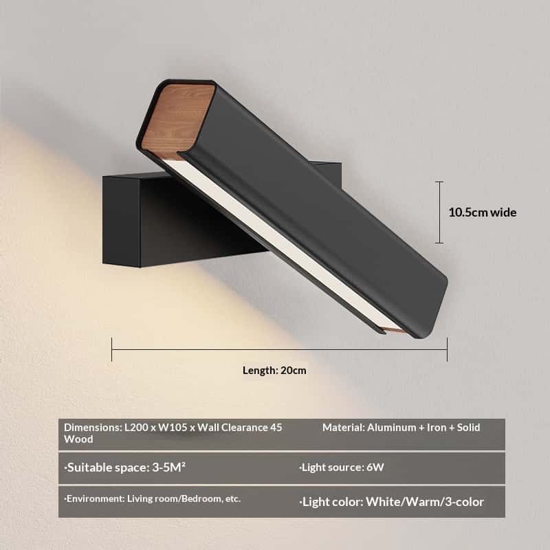 Full Spectrum Bedroom Bedside Wall Lamp Creative Staircase Study Room Wall Light Guest Room Corridor Light Rotatable Wall Lamp