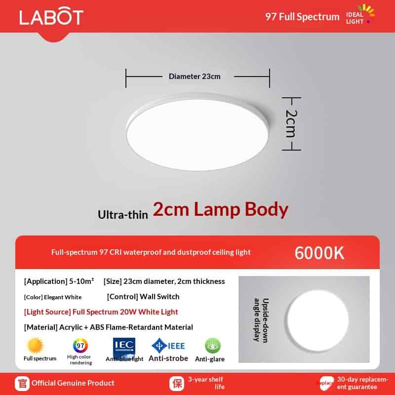 Full Spectrum Eye-Care Bedroom Ceiling Light - Ultra-thin Round Modern Minimalist 2023 New