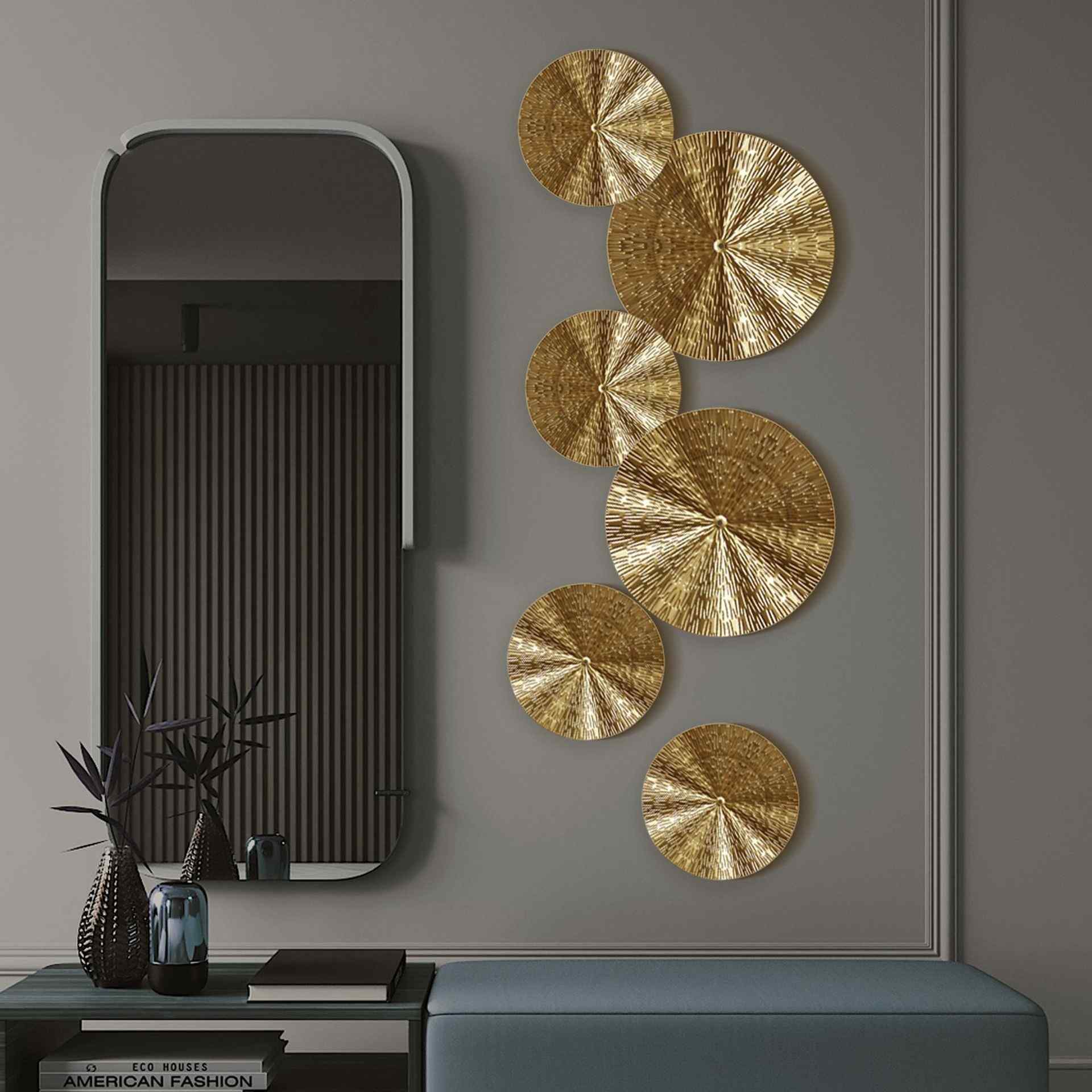 Luxury Gold Round Iron Wall Hanging - Room Decor Metal Pendant